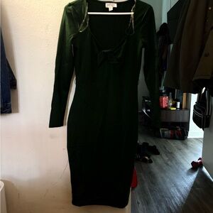 Unique Vintage Green Long Sleeve Bodycon Dress